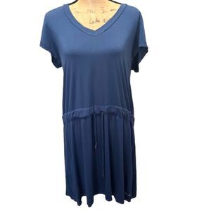 Good hYOUman The Alia Drawstring Waist T-Shirt Dress Muted Blue Size Medium
